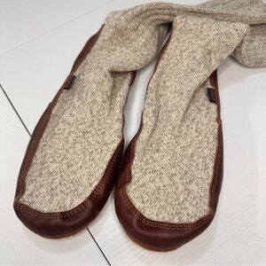 Acorn leather Wool sweater Boots in Brown and Cream